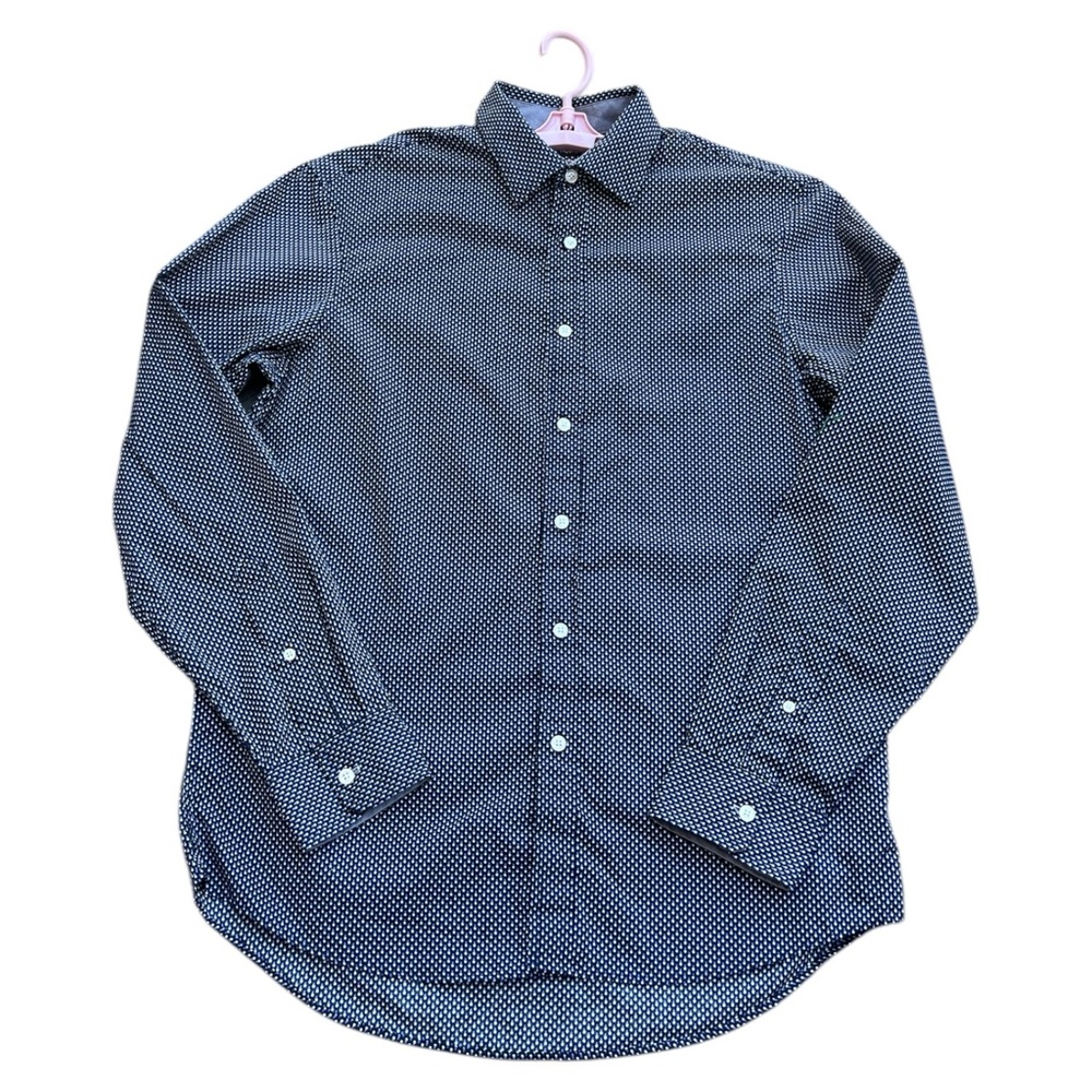 Michael Kors Men's Long Sleeve Button-Up Shirt Classic Fit Size M, Blue & White